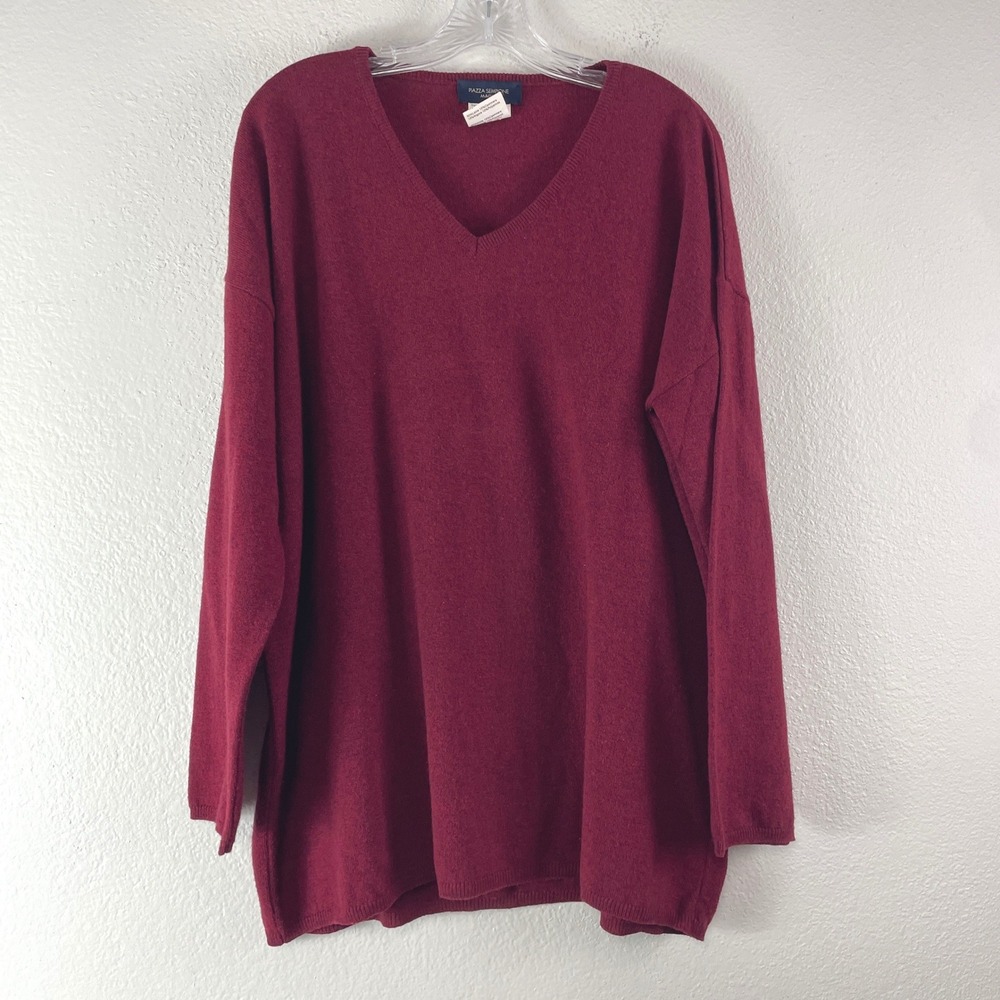 Piazza Sempione V-Neck Sweater IT 46 US L Wool Cashmere Angora Quiet Luxury